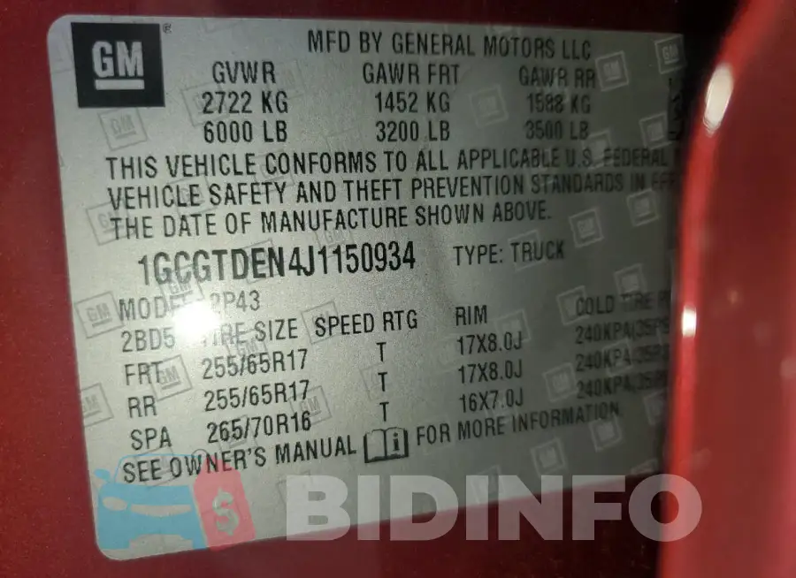 1GCGTDEN4J1150934 Photo# 13