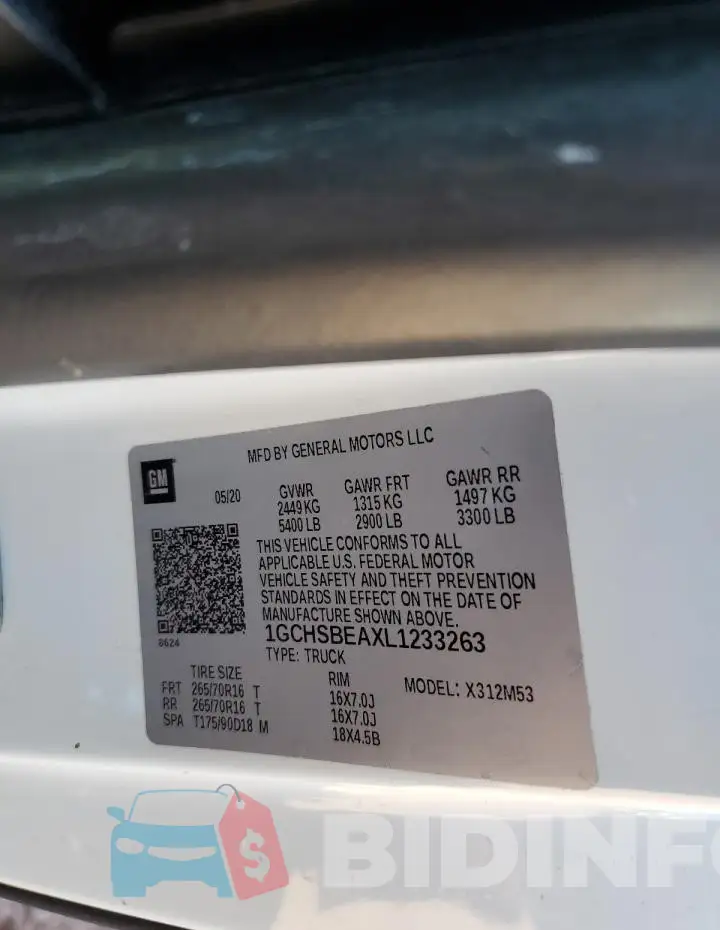 1GCHSBEAXL1233263 Photo# 12