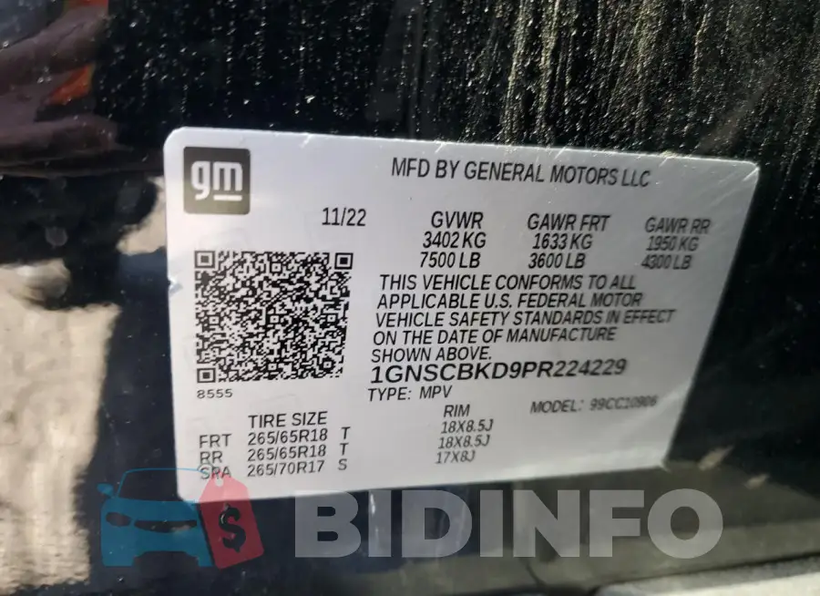 1GNSCBKD9PR224229 Photo# 13