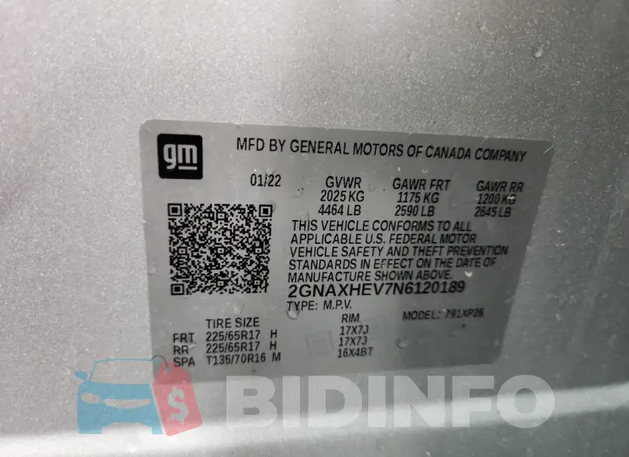 2GNAXHEV7N6120189 Photo# 14