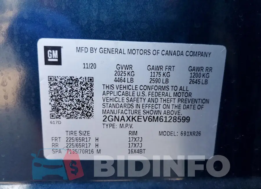 2GNAXKEV6M6128599 Photo# 12