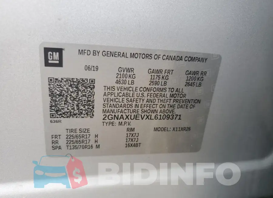 2GNAXUEVXL6109371 Photo# 13