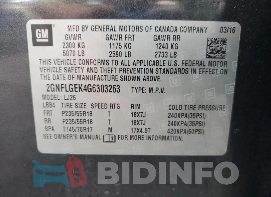 2GNFLGEK4G6303263 Photo# 13