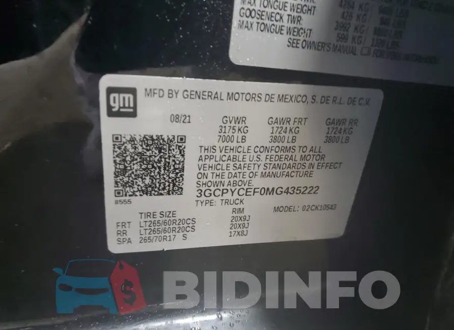 3GCPYCEF0MG435222 Photo# 12