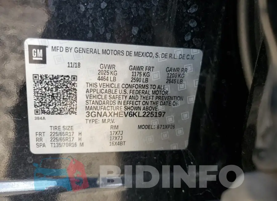 3GNAXHEV6KL225197 Photo# 13
