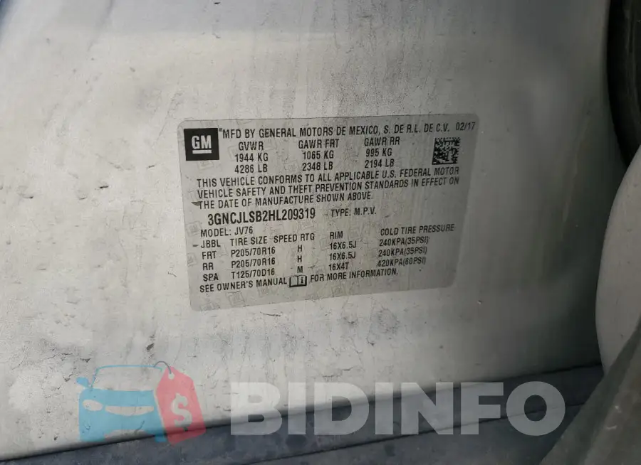 3GNCJLSB2HL209319 Photo# 13