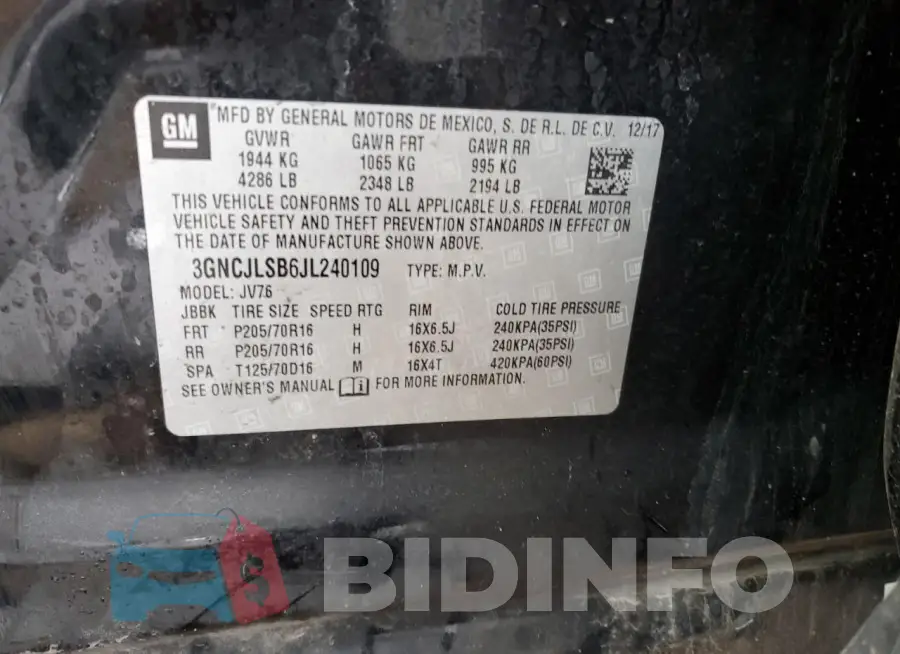 3GNCJLSB6JL240109 Photo# 13