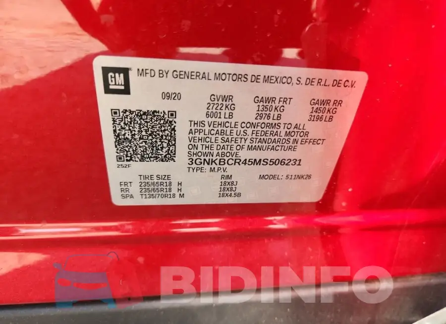 3GNKBCR45MS506231 Photo# 13