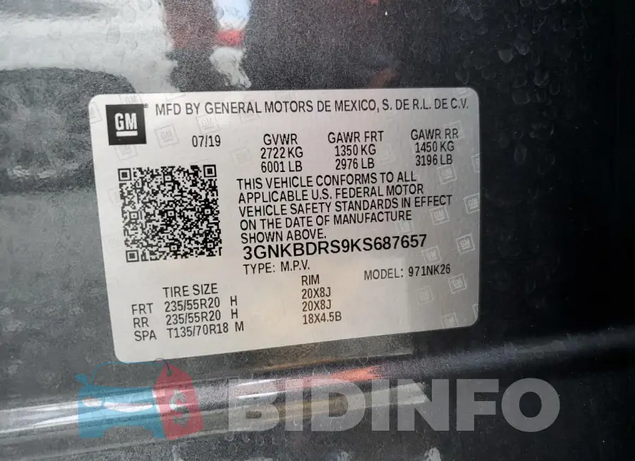 3GNKBDRS9KS687657 Photo# 14