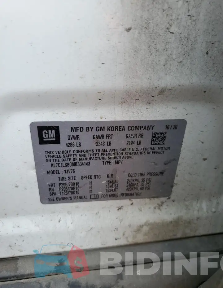 KL7CJLSB0MB334143 Photo# 13