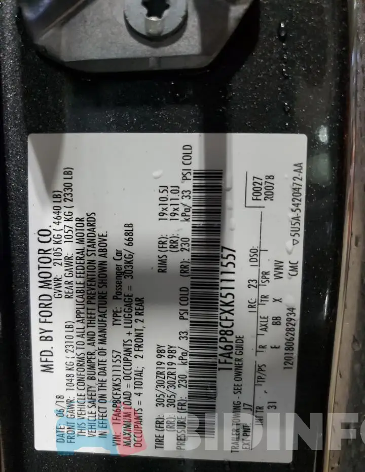 1FA6P8CFXK5111557 Photo# 13