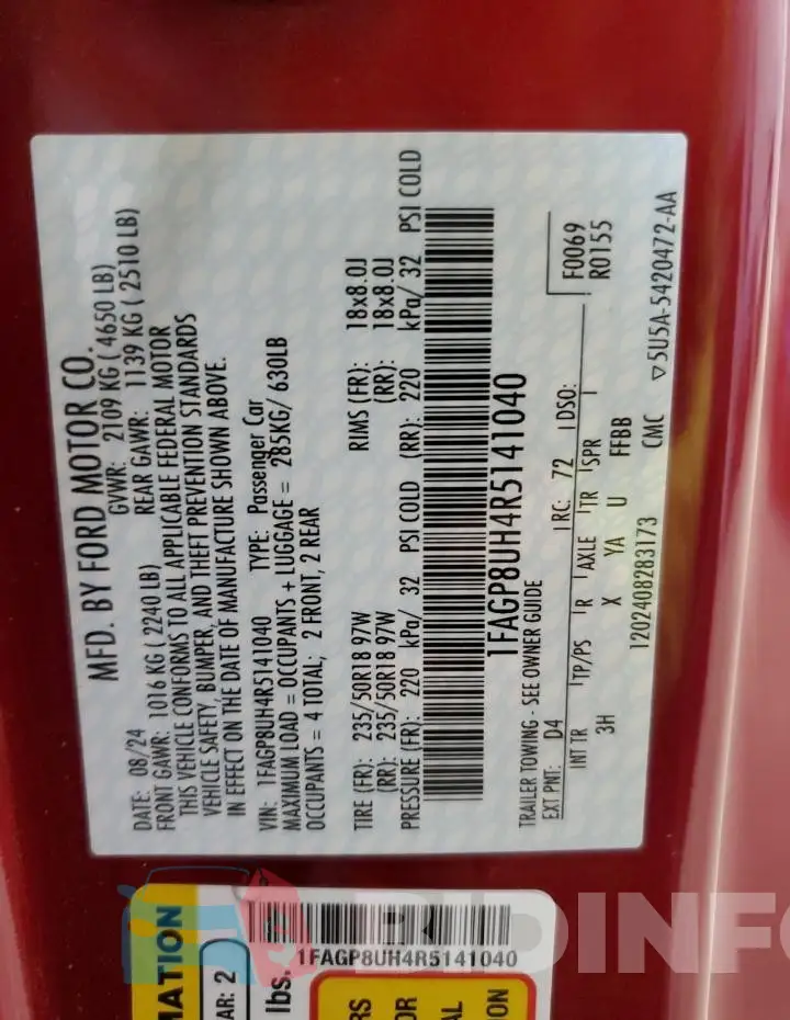 1FAGP8UH4R5141040 Photo# 12