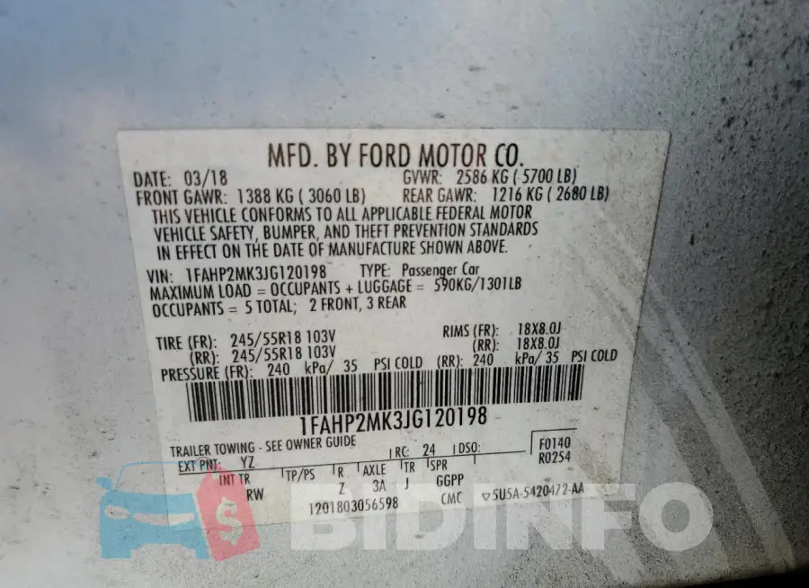 1FAHP2MK3JG120198 Photo# 12