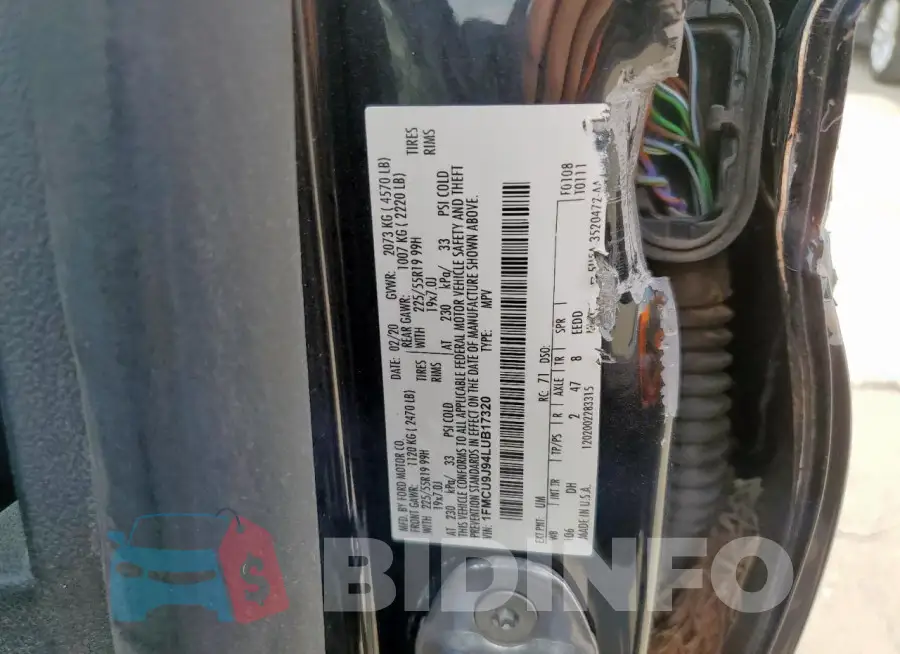 1FMCU9J94LUB17320 Photo# 14