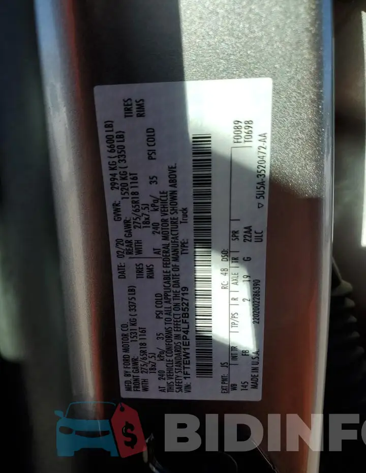 1FTEW1EP4LFB52719 Photo# 13