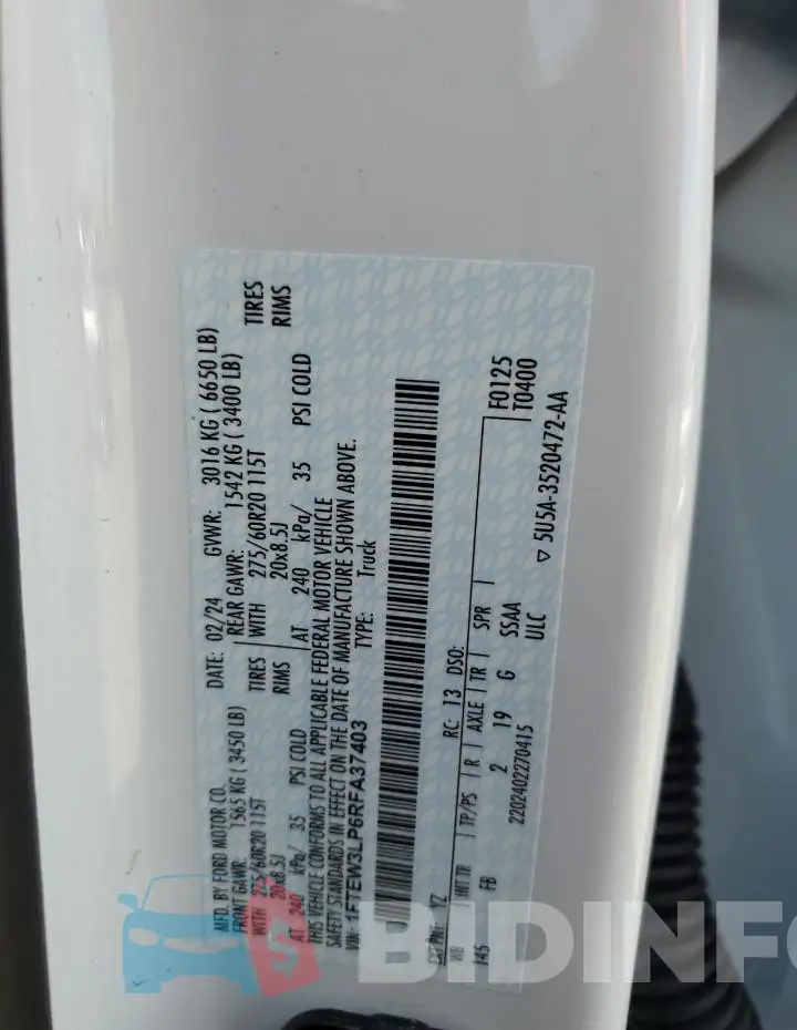 1FTEW3LP6RFA37403 Photo# 13