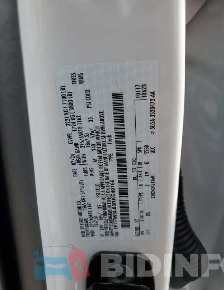 1FTFW3L83RKE49766 Photo# 13