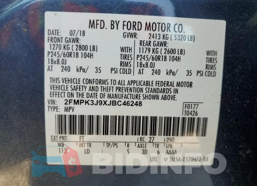 2FMPK3J9XJBC46248 Photo# 14