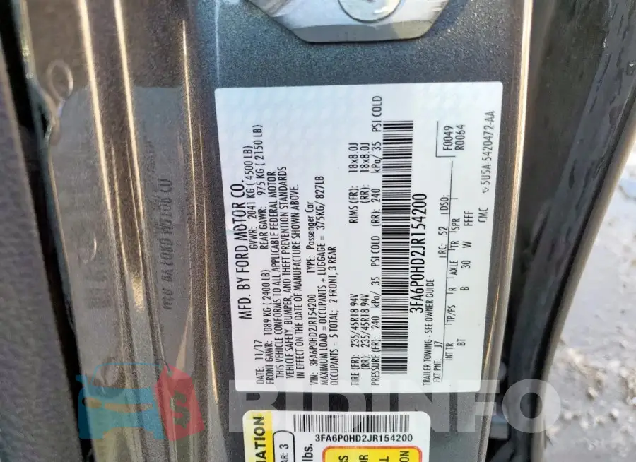3FA6P0HD2JR154200 Photo# 12