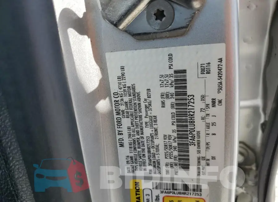 3FA6P0LU8HR217253 Photo# 12