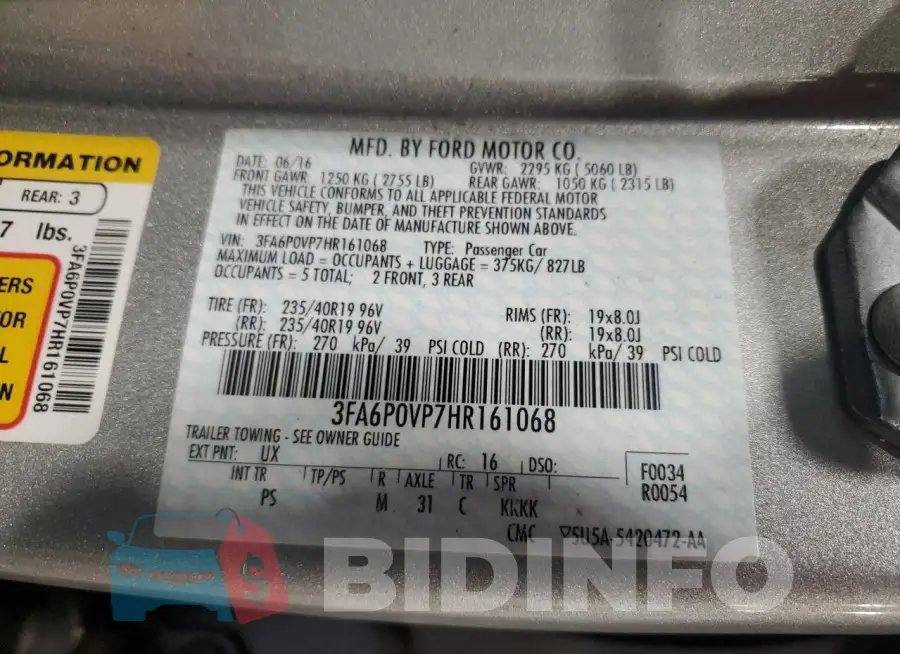 3FA6P0VP7HR161068 Photo# 12