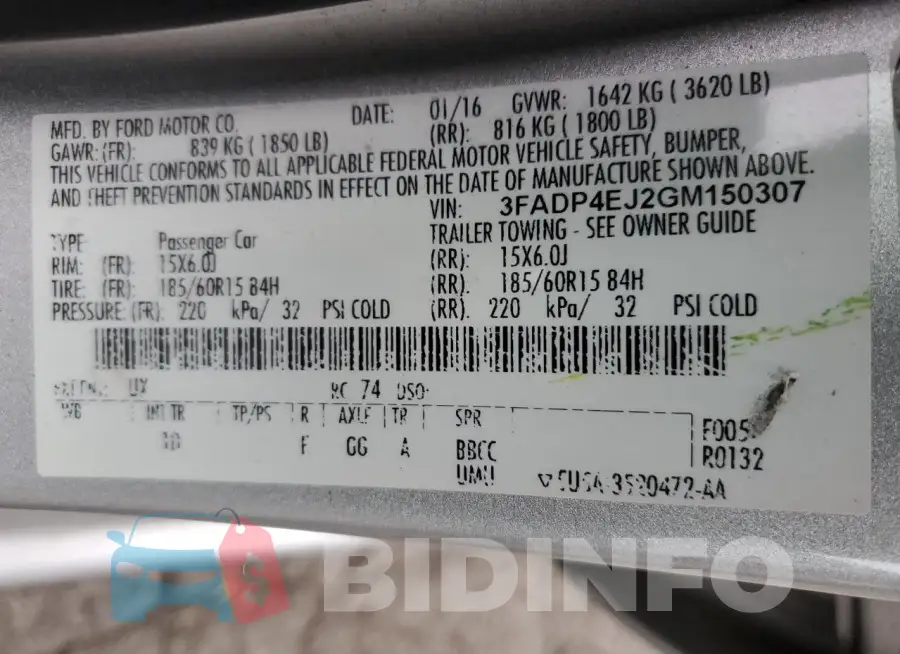 3FADP4EJ2GM150307 Photo# 12