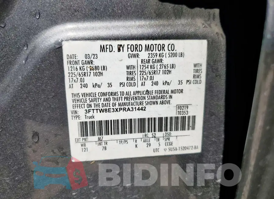 3FTTW8E3XPRA31442 Photo# 13