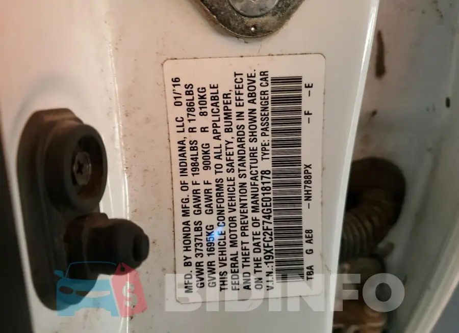 19XFC2F74GE018178 Photo# 13