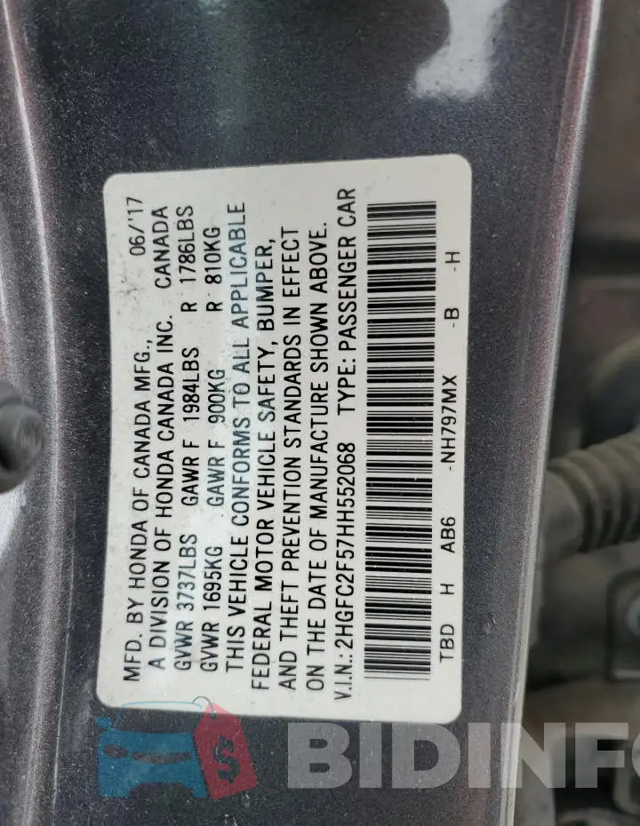 2HGFC2F57HH552068 Photo# 12