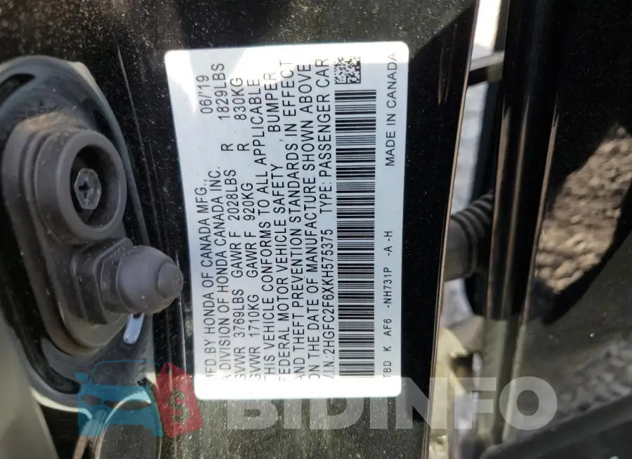 2HGFC2F6XKH575375 Photo# 13