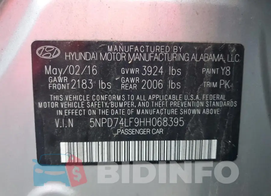 5NPD74LF9HH068395 Photo# 12