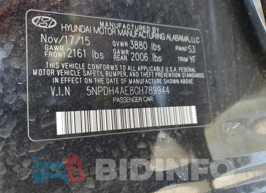 5NPDH4AE8GH789944 Photo# 12