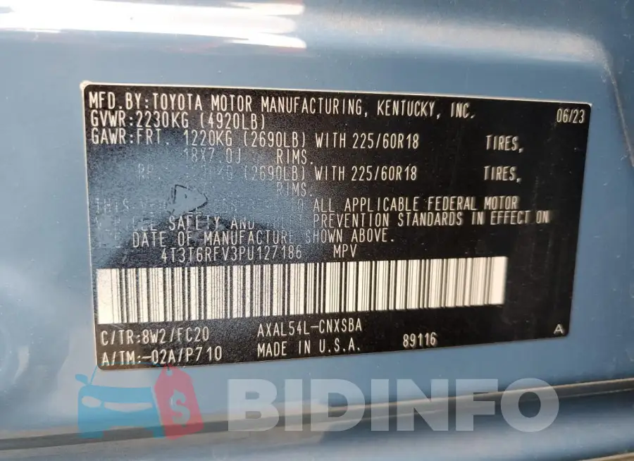 4T3T6RFV3PU127186 Photo# 14