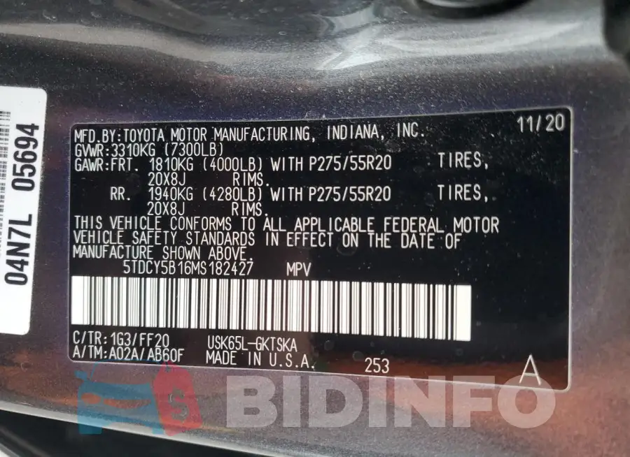 5TDCY5B16MS182427 Photo# 13