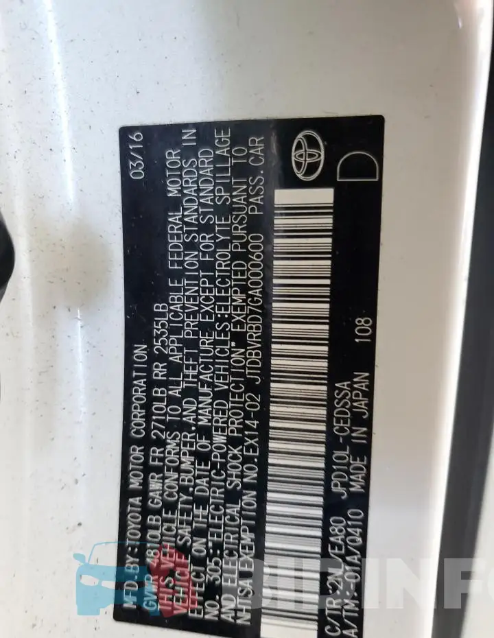 JTDBVRBD7GA000600 Photo# 12