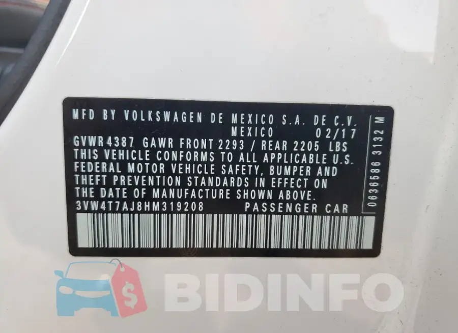 3VW4T7AJ8HM319208 Photo# 13