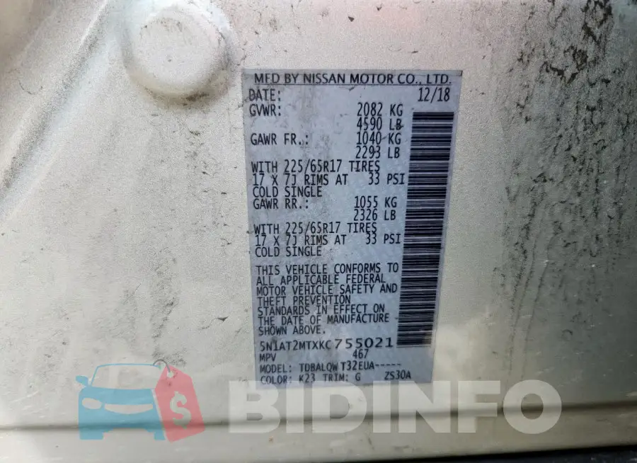 5N1AT2MTXKC755021 Photo# 13