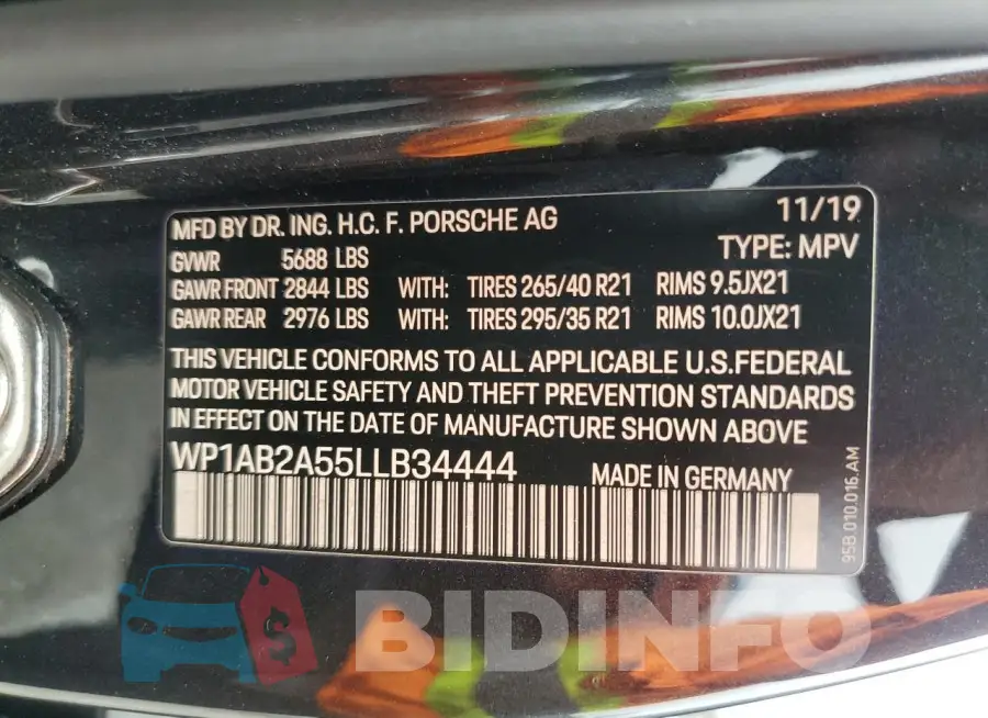 WP1AB2A55LLB34444 Photo# 13