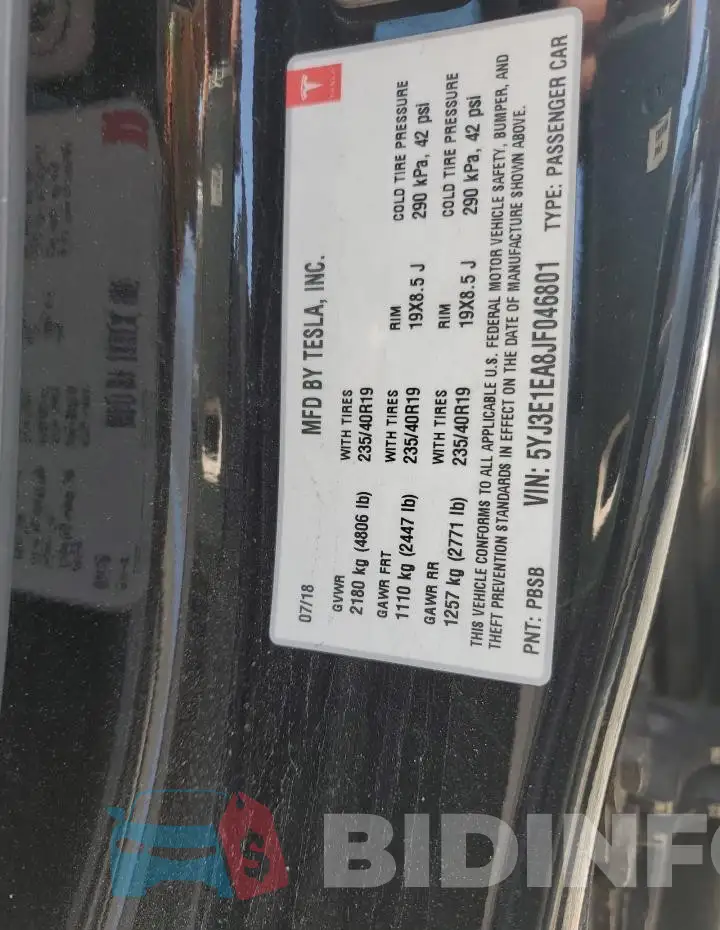 5YJ3E1EA8JF046801 Photo# 13