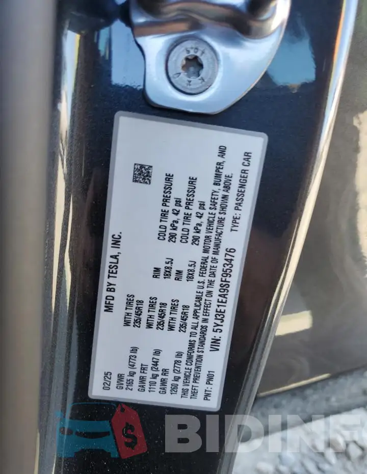 5YJ3E1EA9SF953476 Photo# 13
