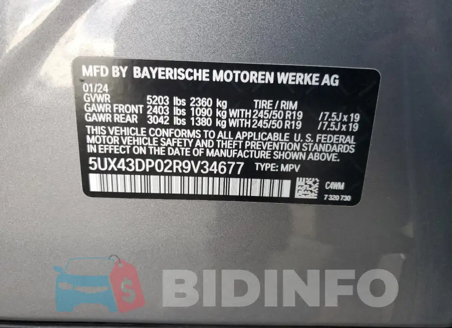 5UX43DP02R9V34677 Photo# 13