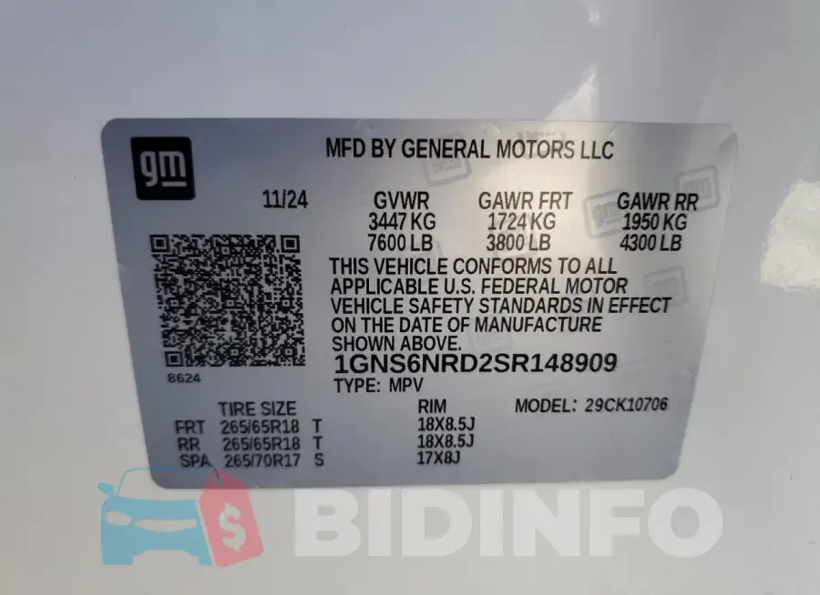1GNS6NRD2SR148909 Photo# 13