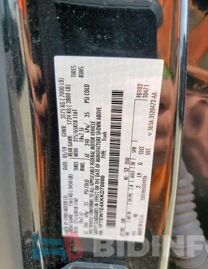 1FTEW1E4XKKD70000 Photo# 13