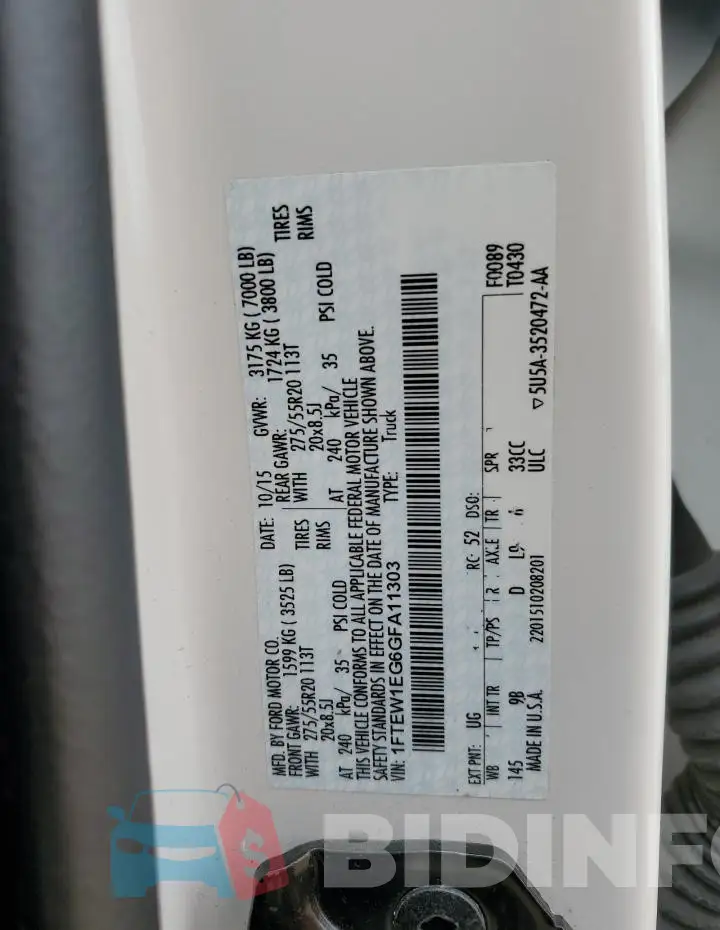 1FTEW1EG6GFA11303 Photo# 12