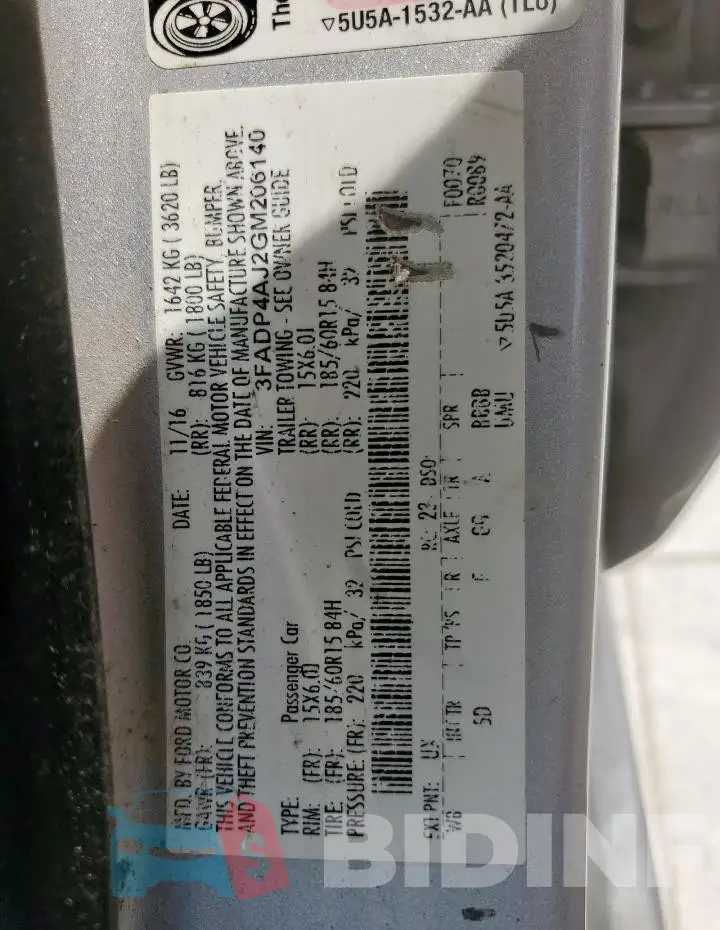 3FADP4AJ2GM206140 Photo# 12
