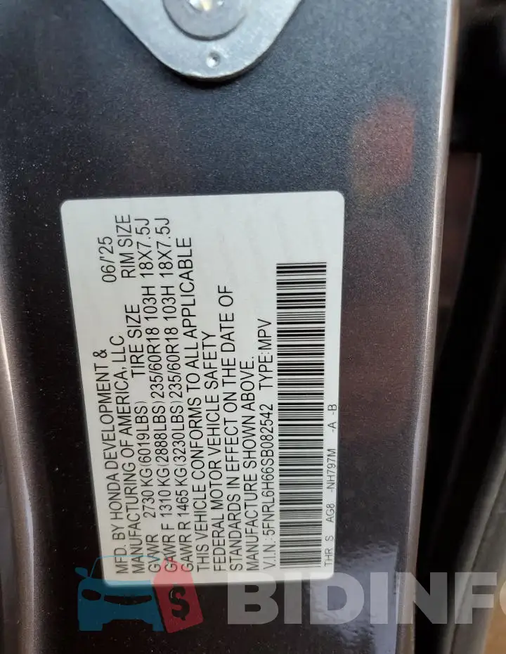 5FNRL6H66SB082542 Photo# 14