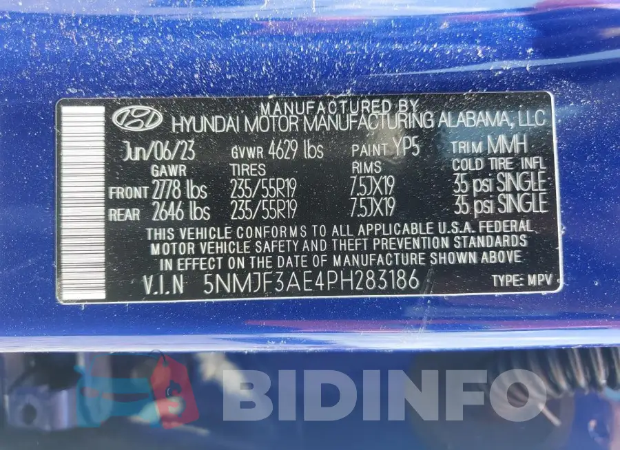5NMJF3AE4PH283186 Photo# 12