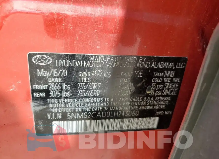 5NMS2CAD0LH243060 Photo# 12