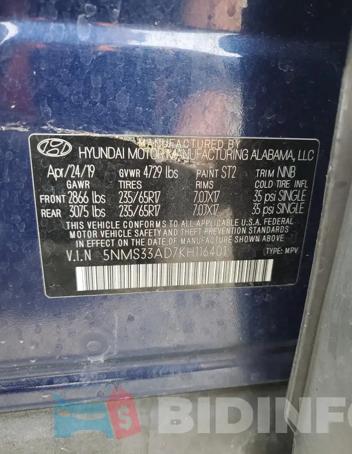 5NMS33AD7KH116401 Photo# 14