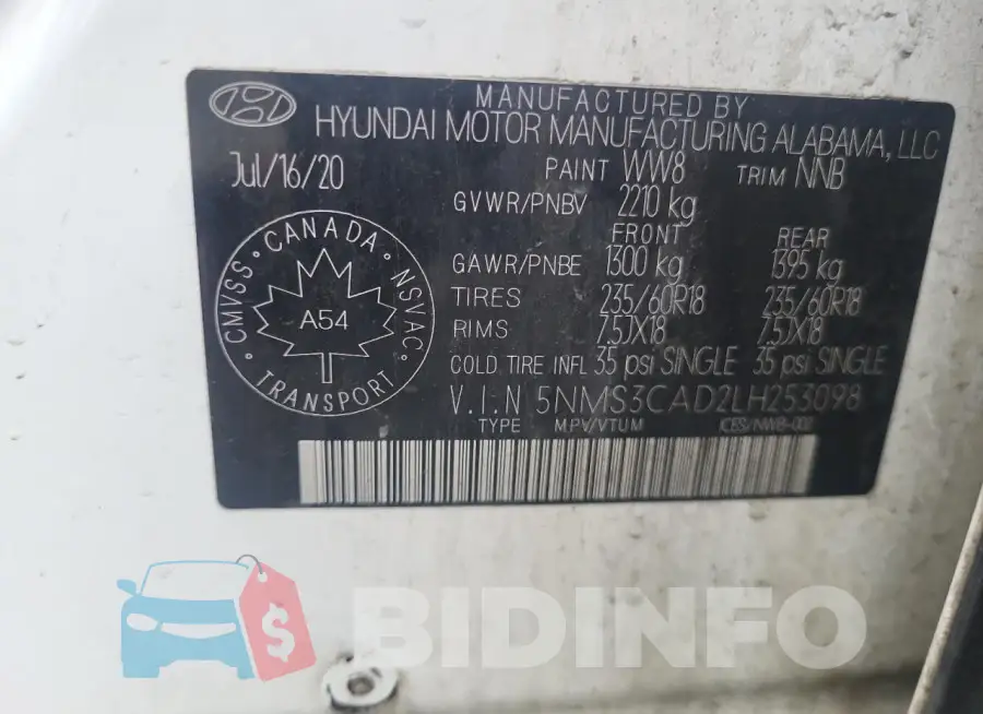 5NMS3CAD2LH253098 Photo# 13
